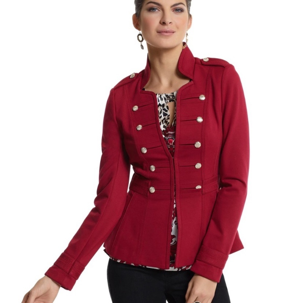 Cardinal Red Military Ponte Jacket